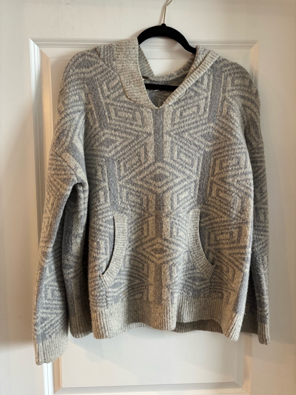 Free People Gray Textured Knit Hoodie